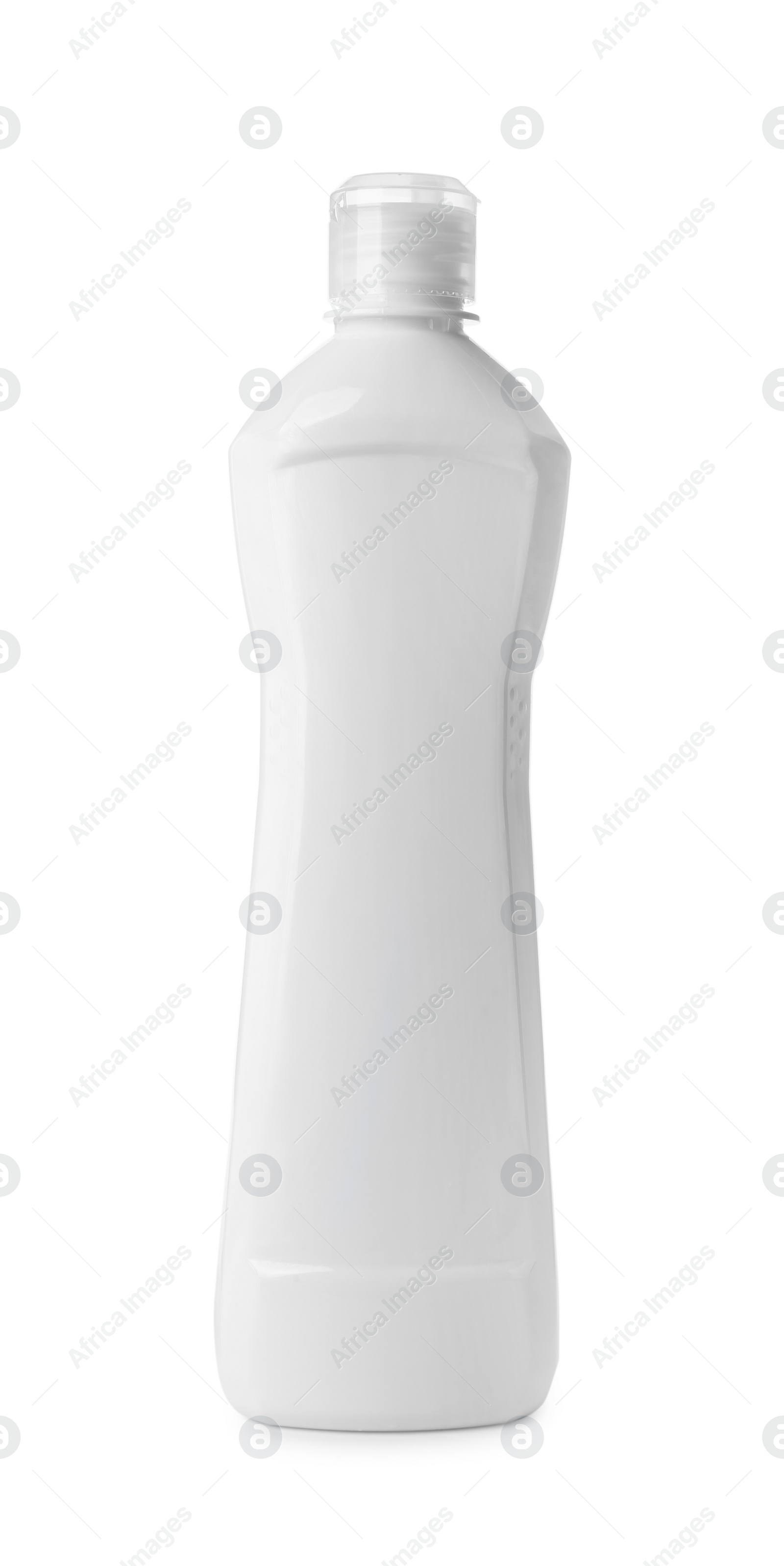 Photo of Bottle of detergent isolated on white. Cleaning supply