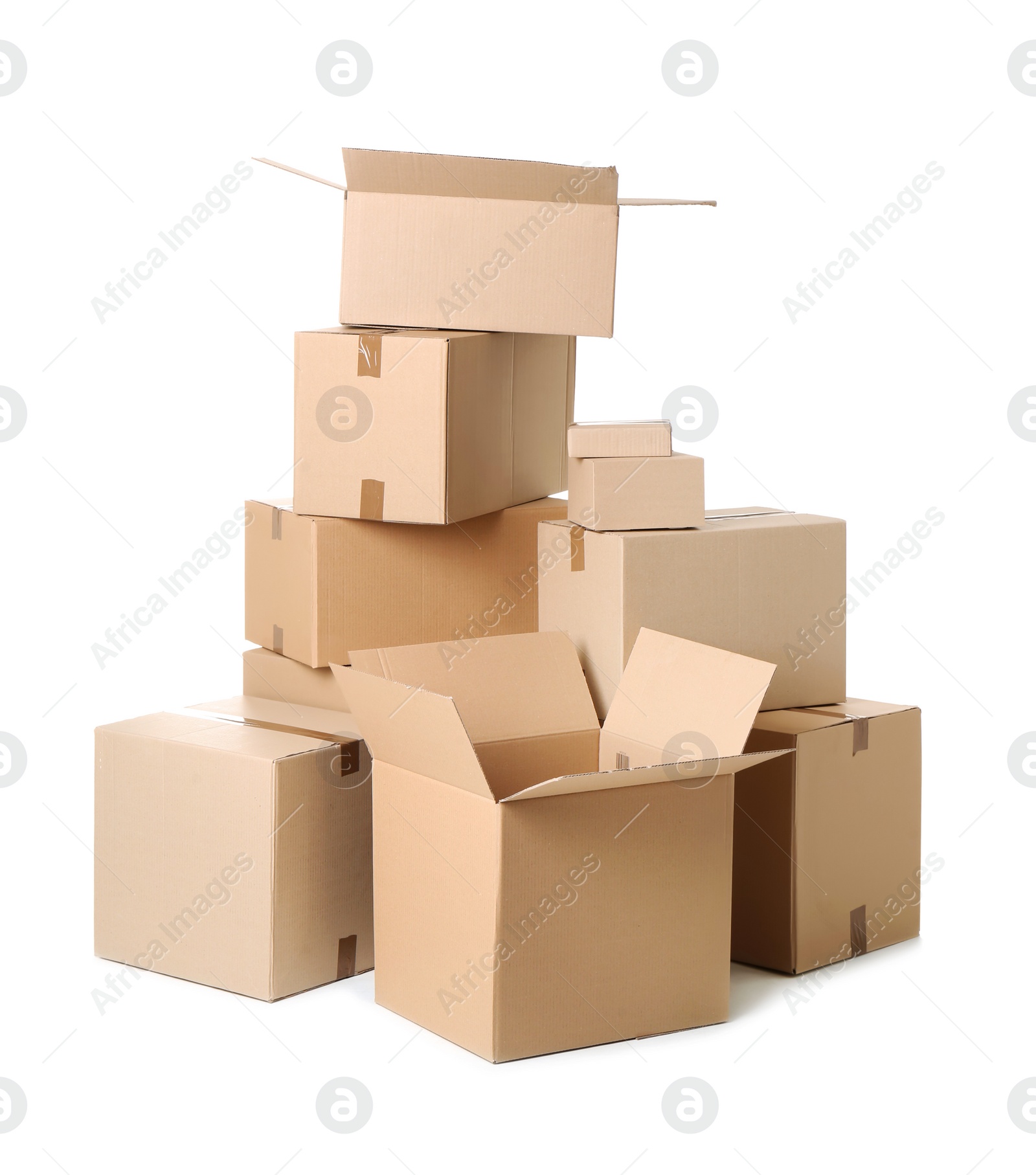 Photo of Cardboard boxes on white background