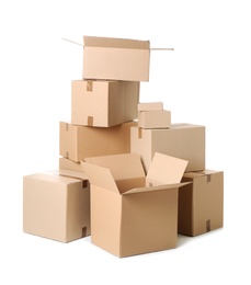 Cardboard boxes on white background