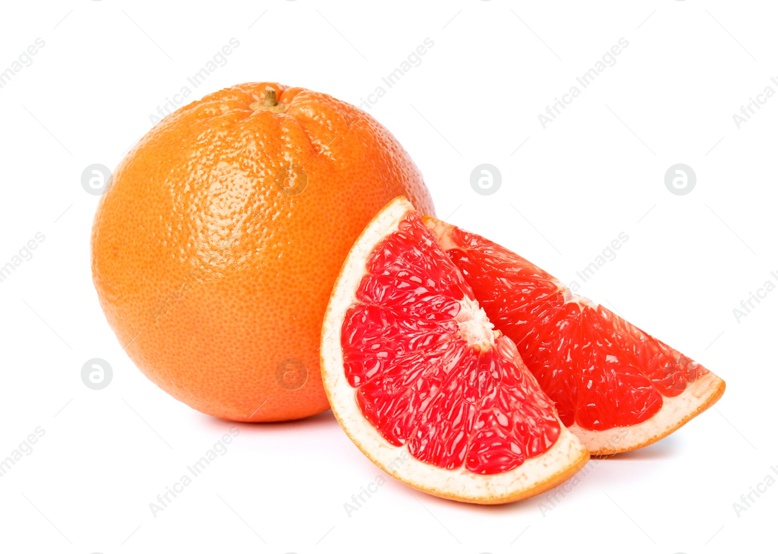 Photo of Ripe grapefruit on white background. Fresh fruit