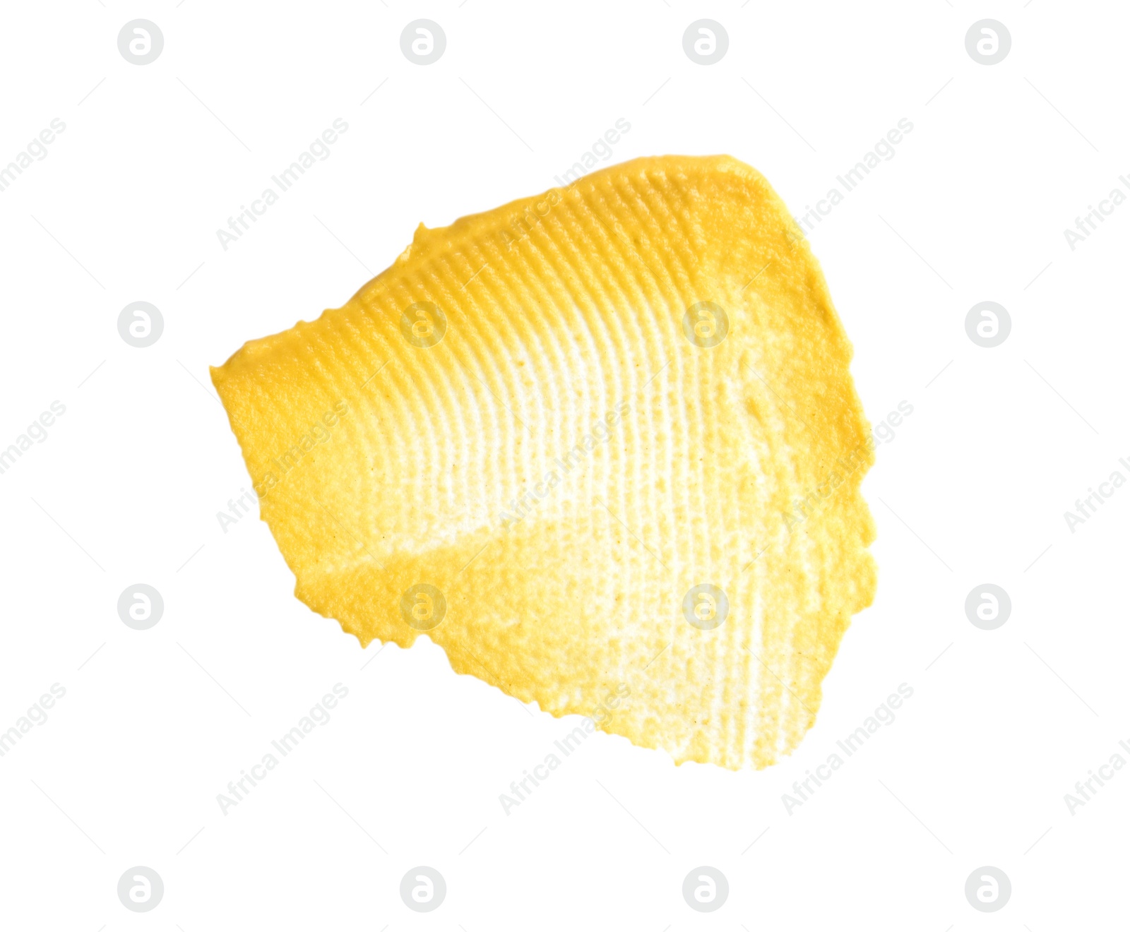 Photo of Tasty mustard isolated on white, top view. Spicy sauce