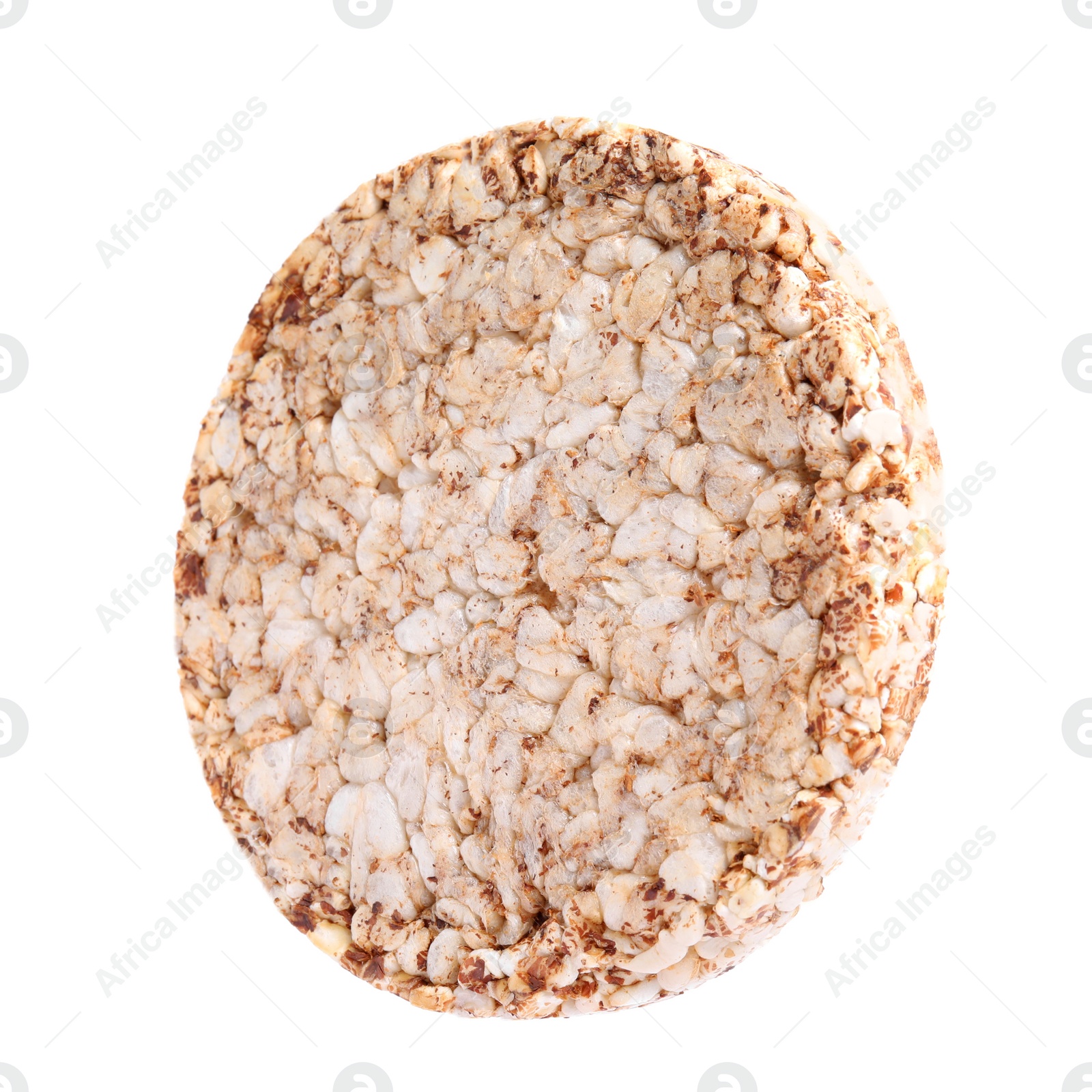 Photo of Tasty crunchy buckwheat cake isolated on white