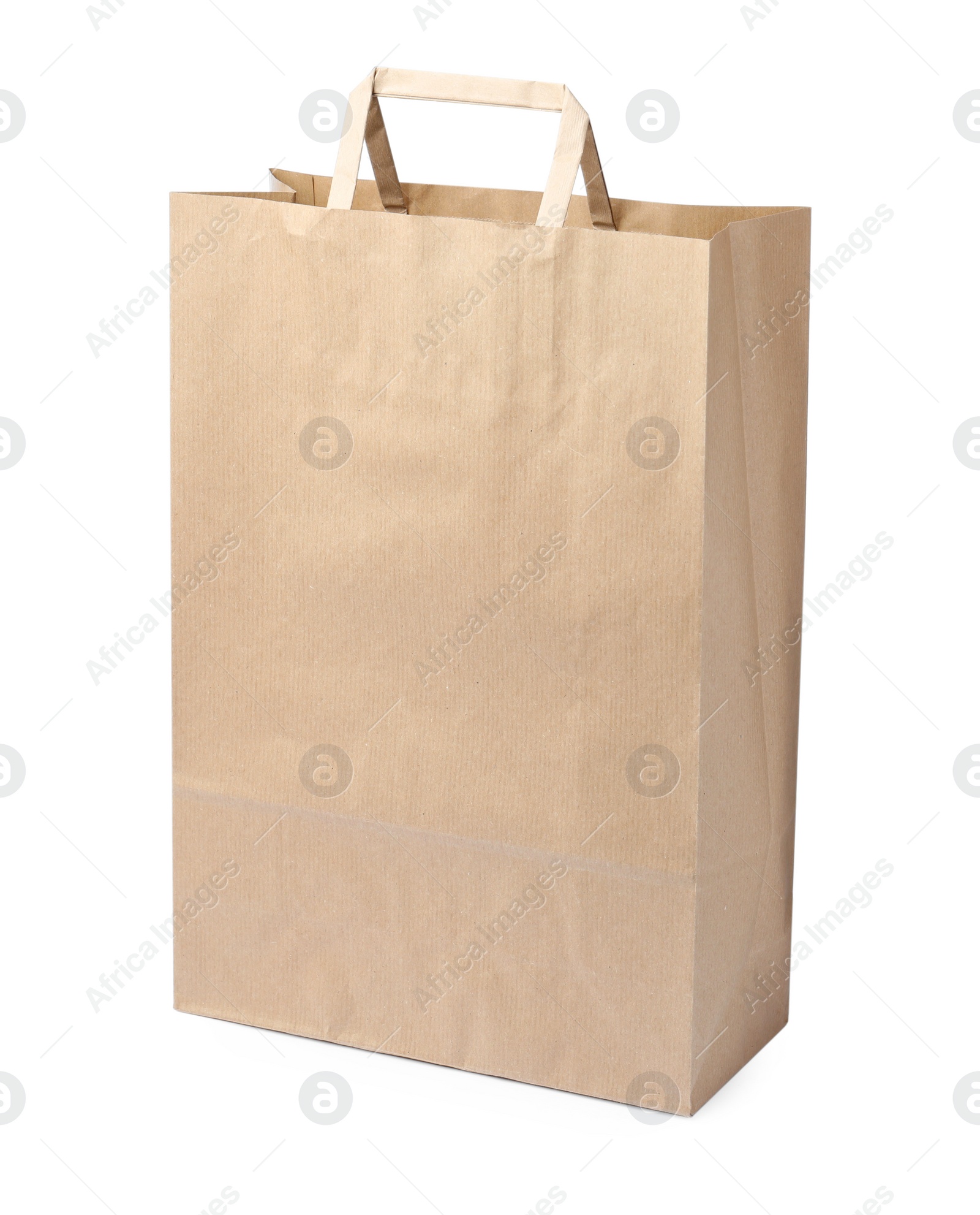 Photo of Kraft shopping paper bag isolated on white