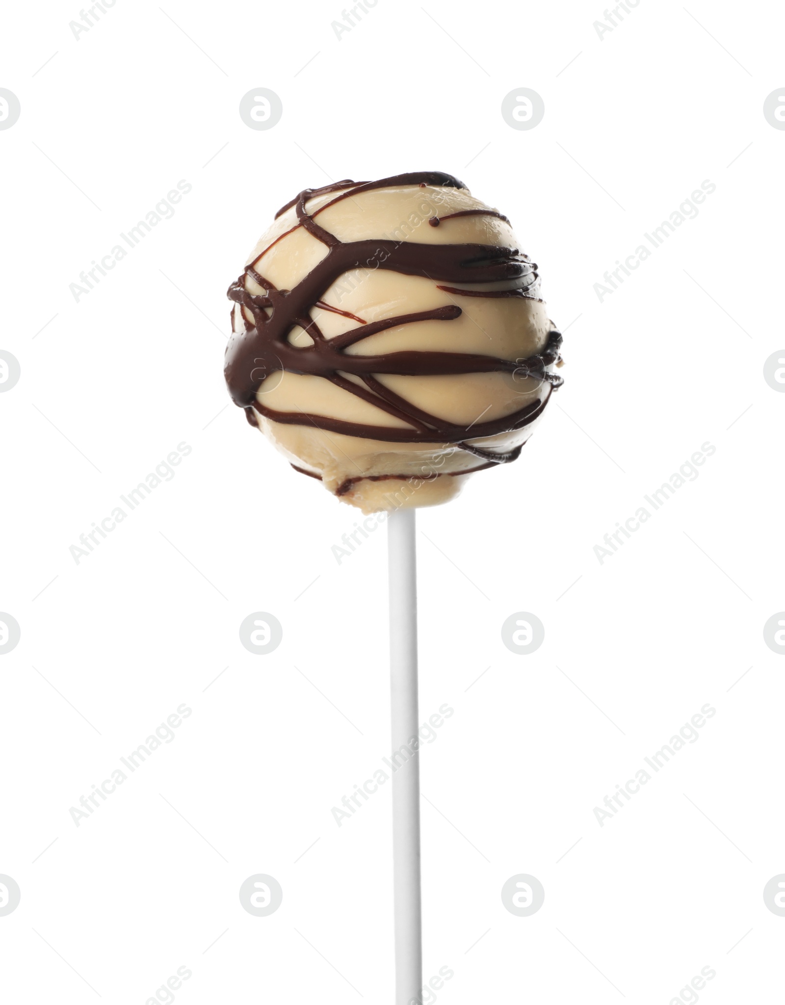 Photo of Tasty cake pop decorated with chocolate isolated on white