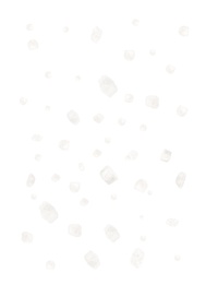 Image of Many salt crystals falling on white background