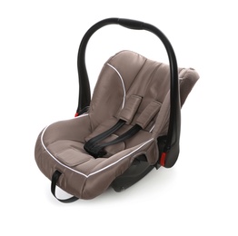 Brown child safety seat on white background