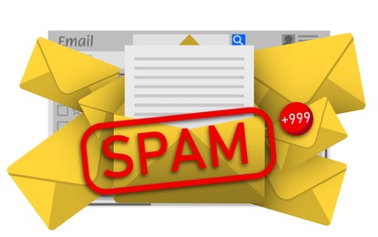 Illustration of  email app interface with spam warning message