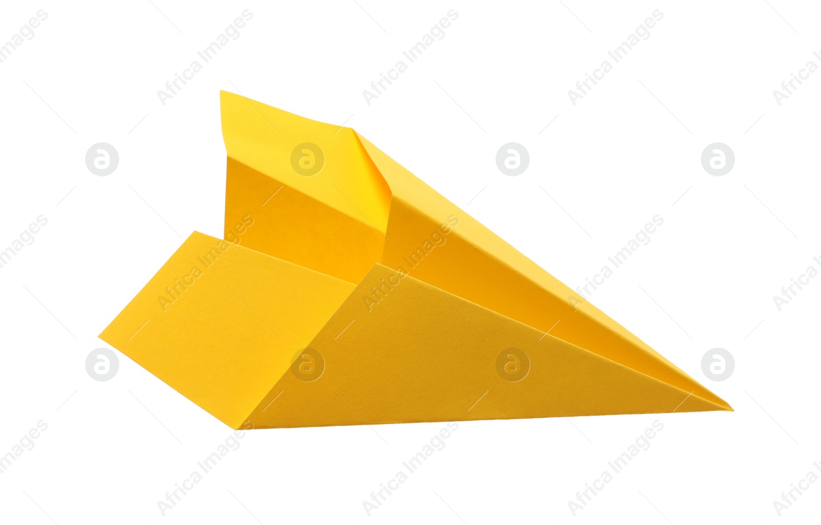 Photo of Handmade yellow paper plane isolated on white