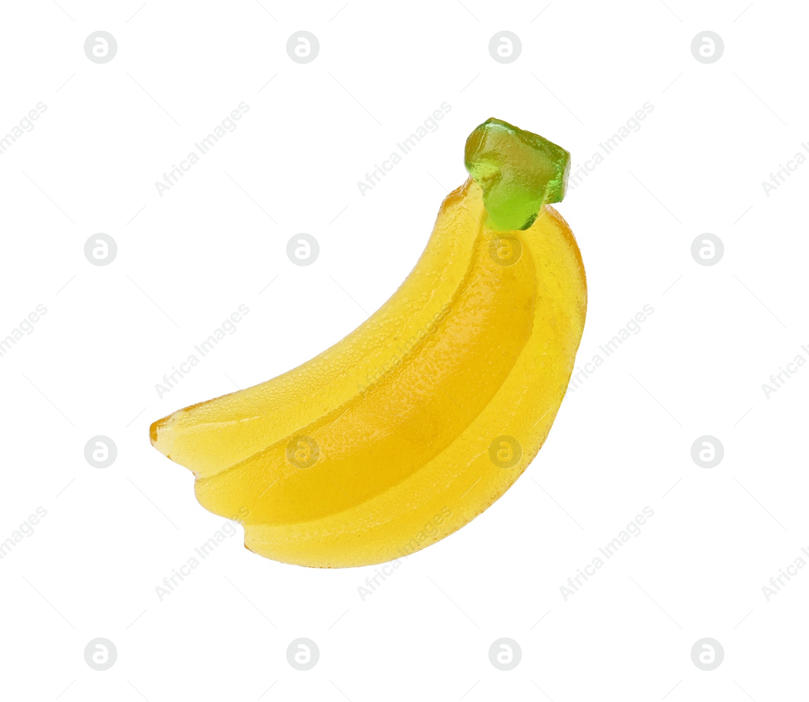 Photo of Delicious gummy banana candy isolated on white