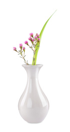 Photo of White vase with flower isolated on white