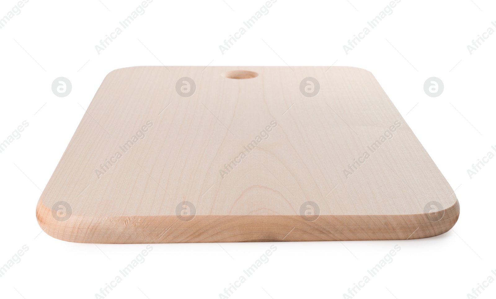 Photo of One wooden cutting board on white background