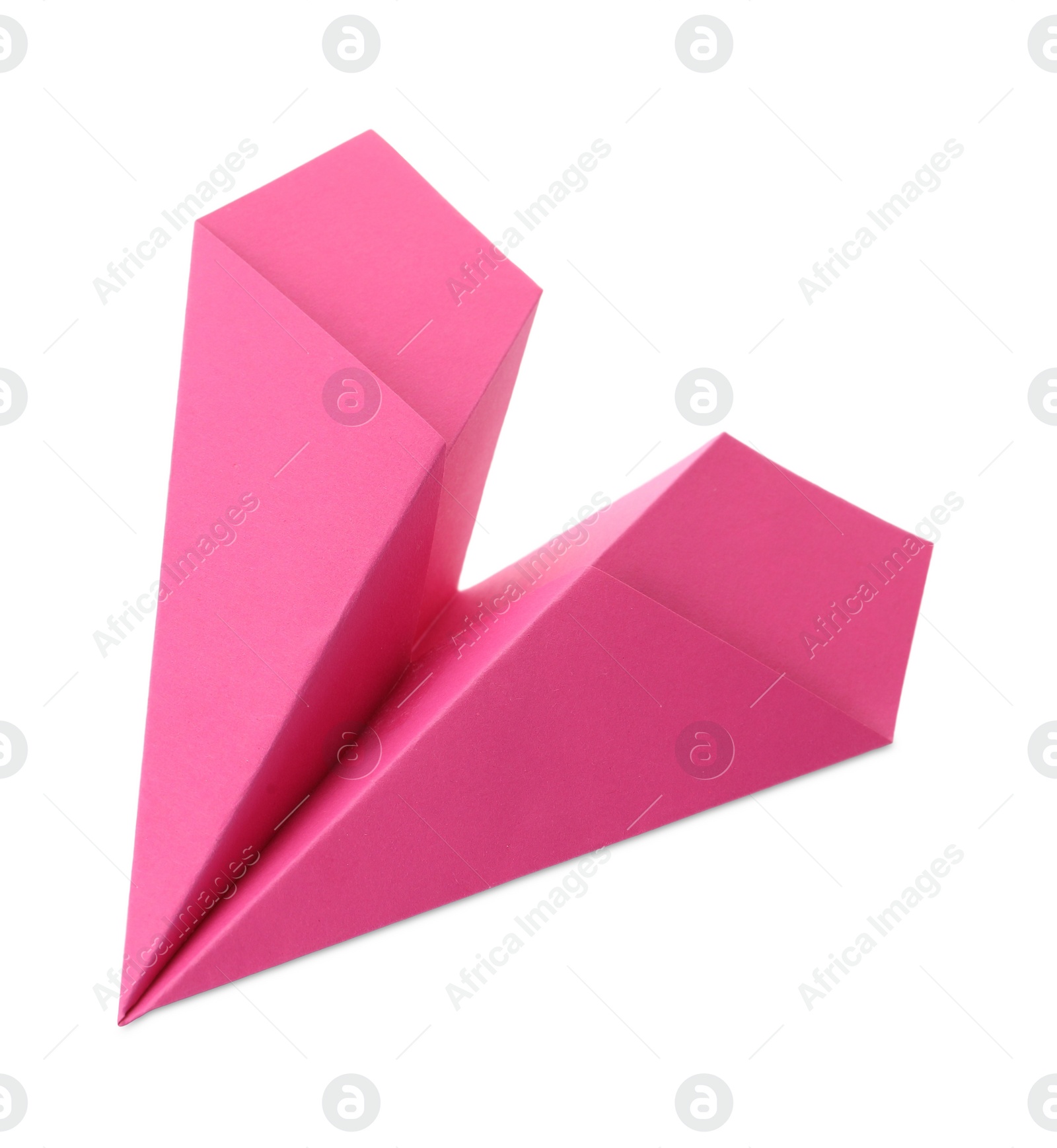 Photo of Handmade pink paper plane isolated on white