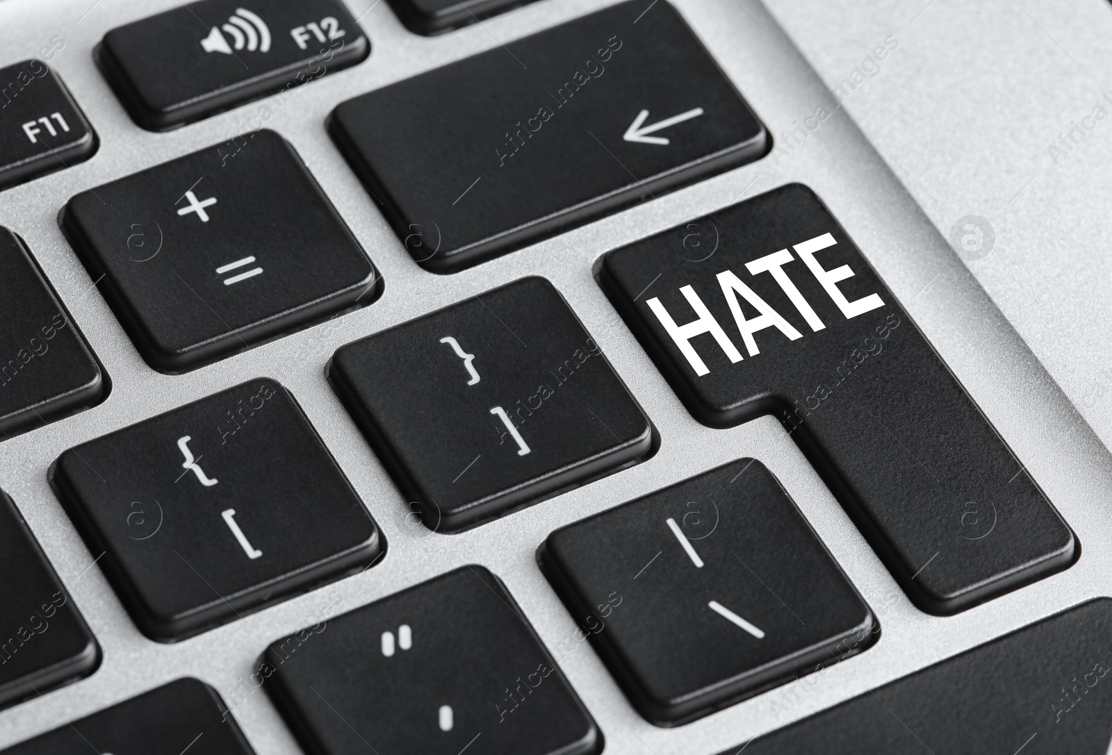 Image of Button with text Hate on computer keyboard, closeup