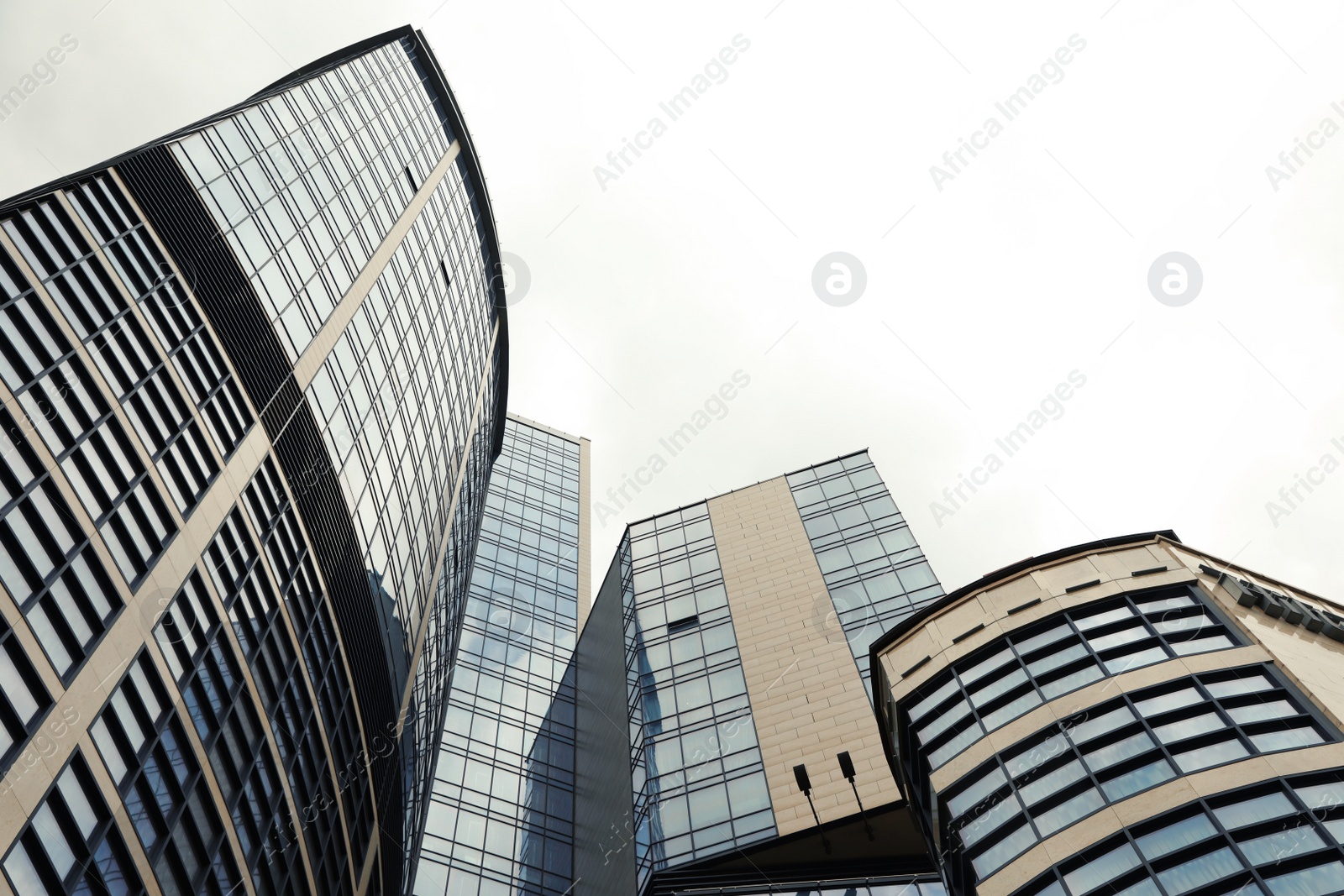 Photo of KYIV, UKRAINE - MAY 21, 2019: Low angle view of modern hotel HILTON