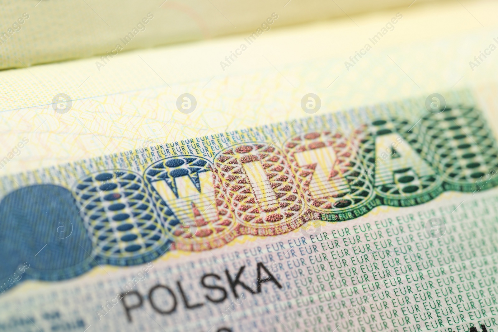 Photo of MYKOLAIV, UKRAINE - FEBRUARY 23, 2022: Passport page with Polish visa, closeup