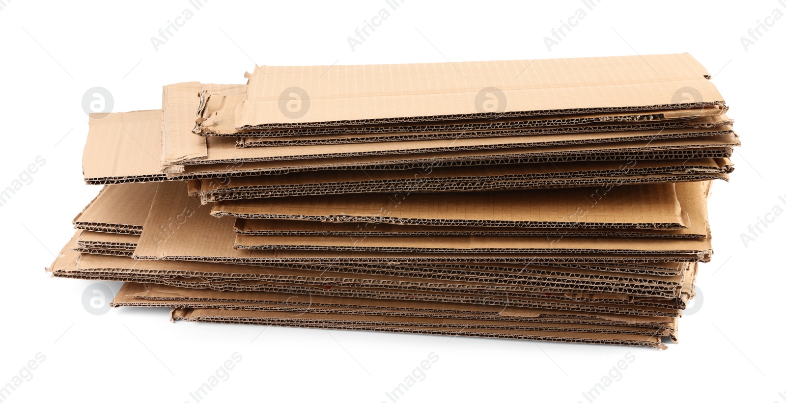 Photo of Stack of cardboard pieces isolated on white