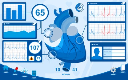 Illustration of Interface of medical application cardiological diagnostic, illustration