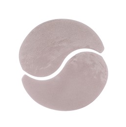 Photo of Grey under eye patches on white background, top view. Cosmetic product