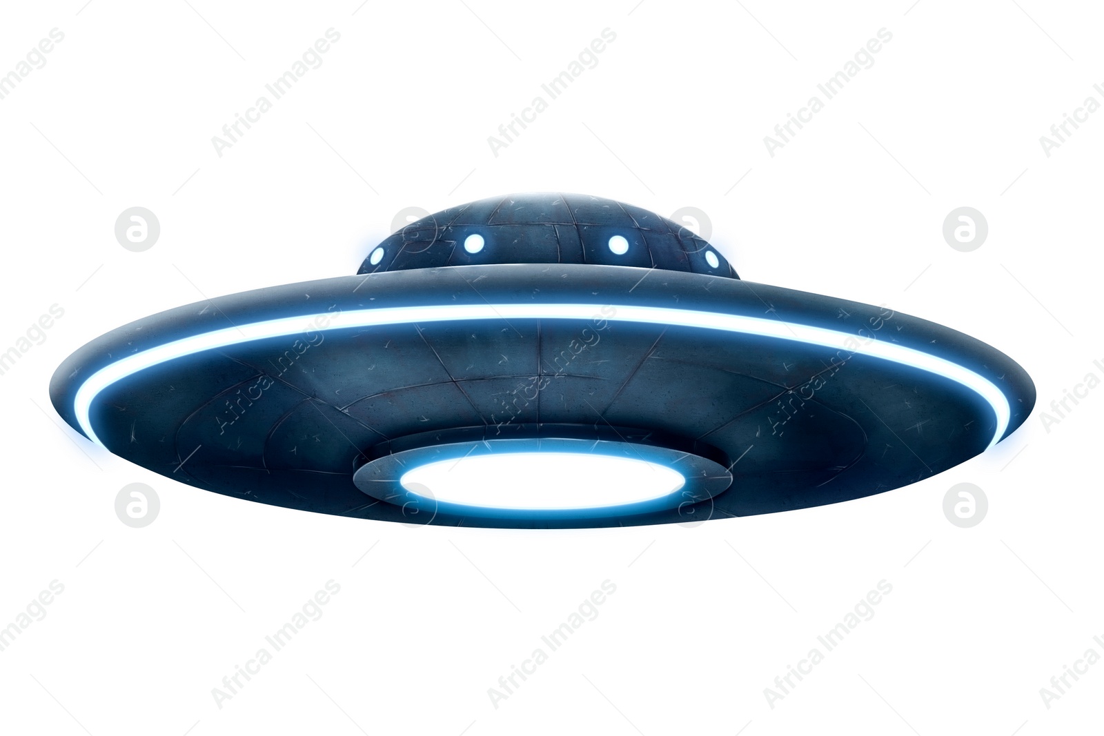 Illustration of UFO. Alien spaceship on white background, illustration