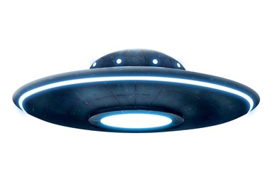 Illustration of UFO. Alien spaceship on white background, illustration