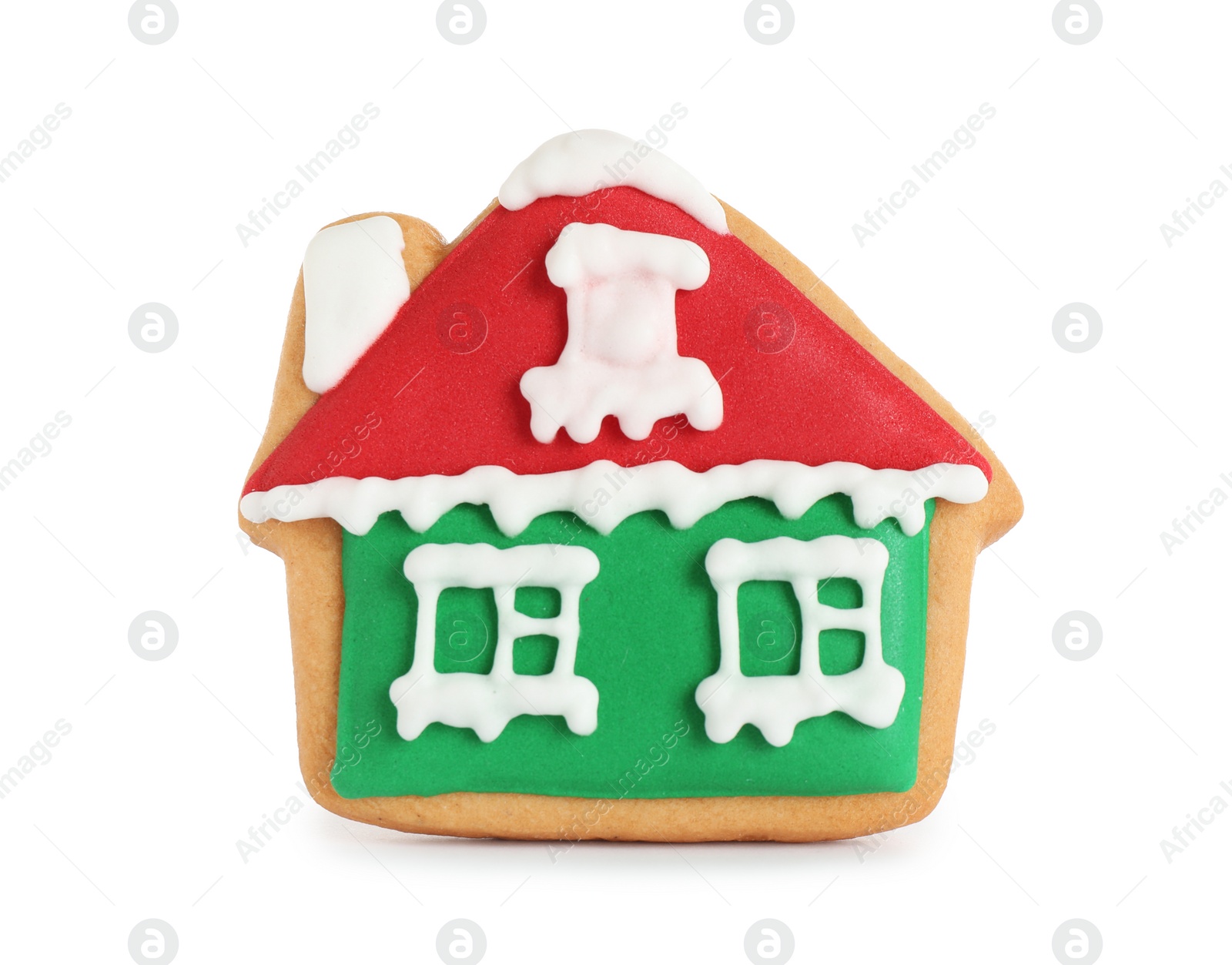 Photo of Tasty homemade Christmas cookie on white background