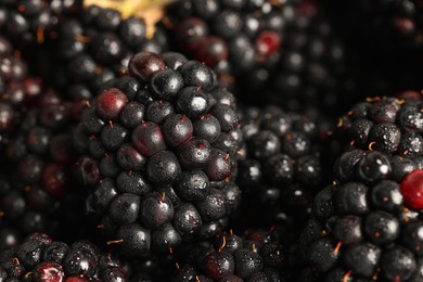 Wet tasty ripe blackberries as background ,closeup