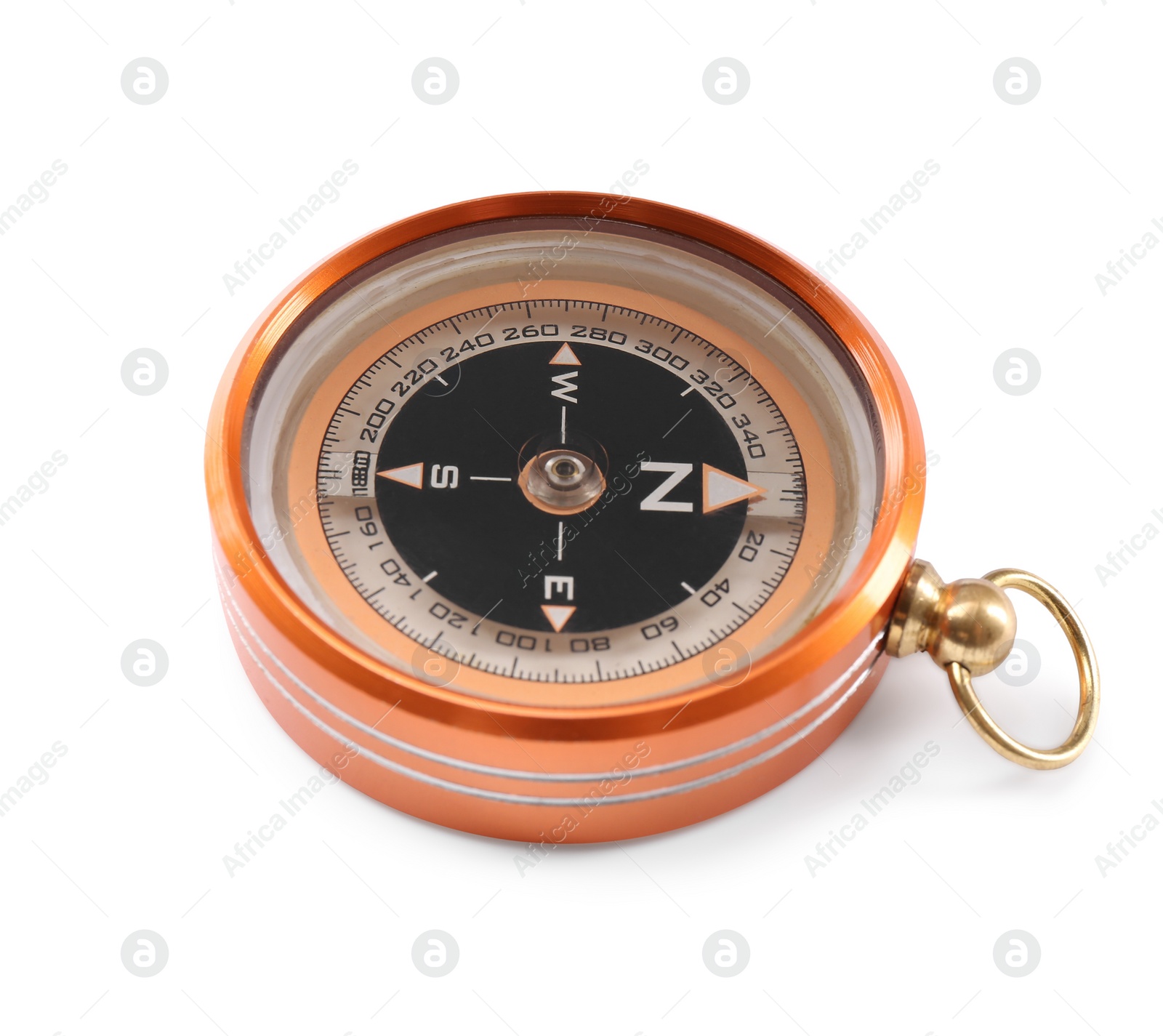 Photo of One compass isolated on white. Tourist equipment