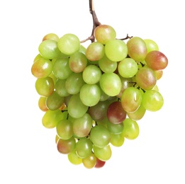 Photo of Bunch of fresh ripe juicy grapes on white background