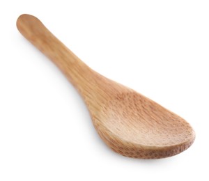 One new wooden spoon on white background