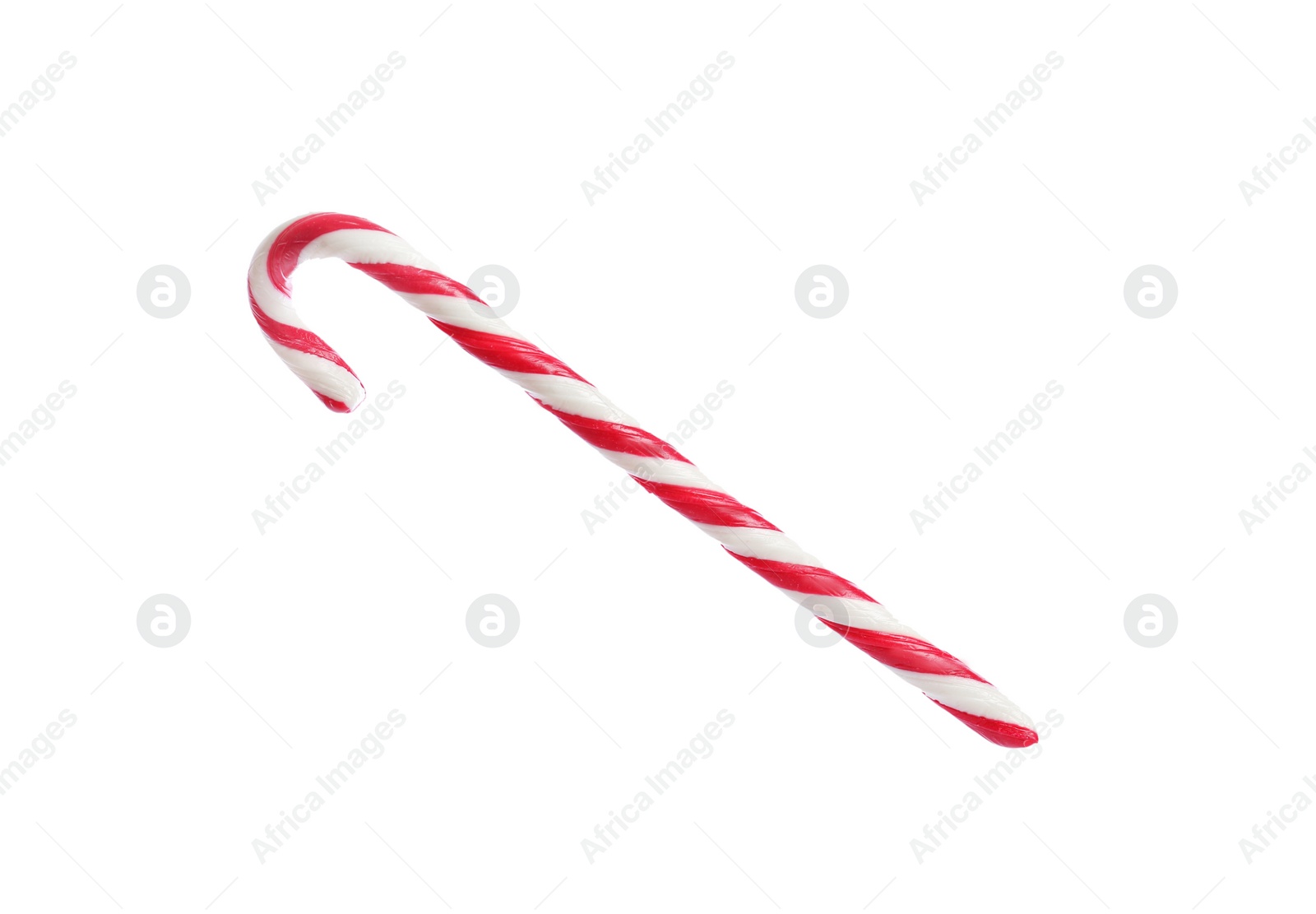 Image of Sweet candy cane on white background. Christmas treat 