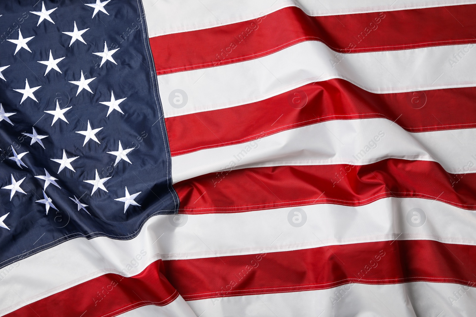 Photo of American flag as background, top view. Memorial Day