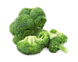 Photo of Fresh raw green broccoli isolated on white