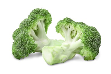 Image of Fresh green broccoli on white background. Edible plant