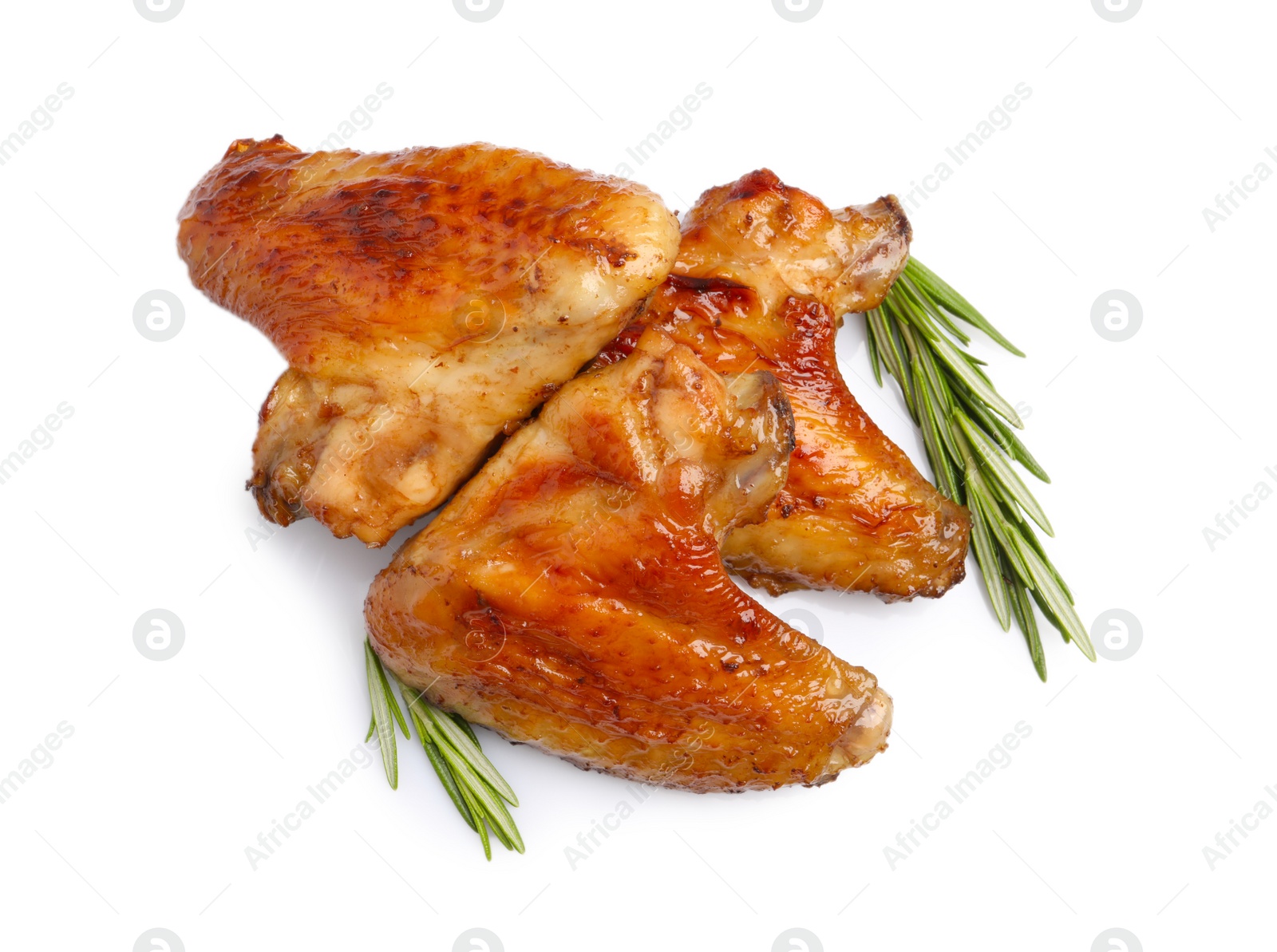 Photo of Delicious fried chicken wings isolated on white background