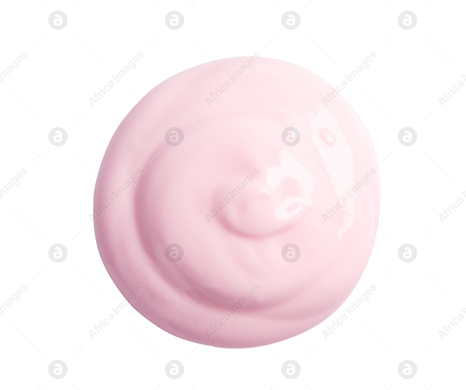 Photo of Sample of creamy yogurt on white background