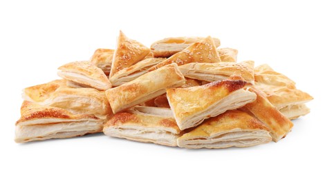 Delicious fresh puff pastries isolated on white