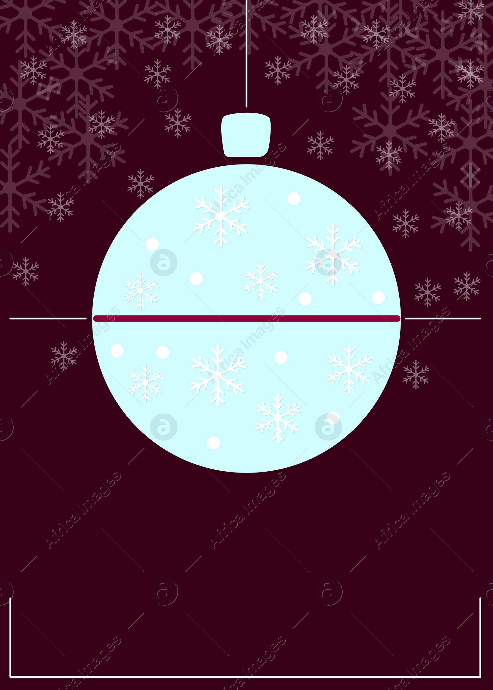 Illustration of Beautiful Christmas invitation card with bauble, snowflakes and space for text on dark red background