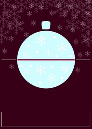 Illustration of Beautiful Christmas invitation card with bauble, snowflakes and space for text on dark red background