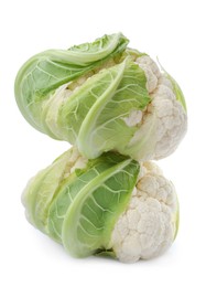 Whole fresh raw cauliflowers isolated on white