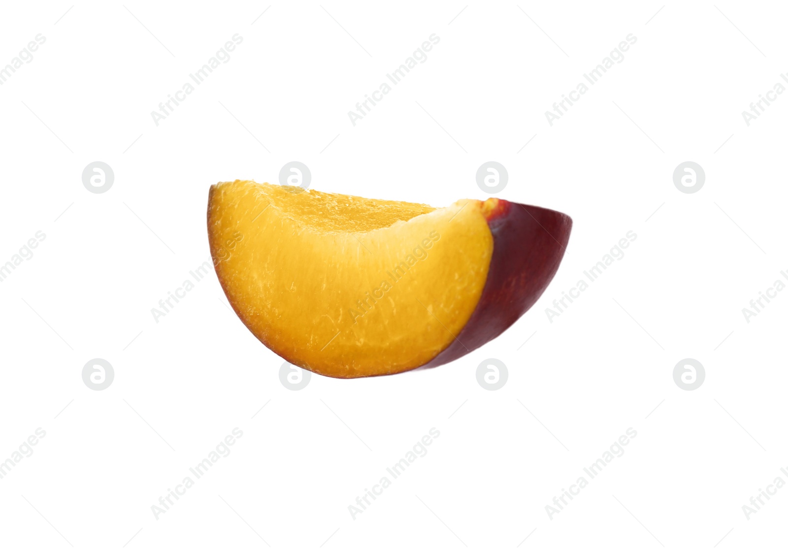 Photo of Slice of ripe plum isolated on white