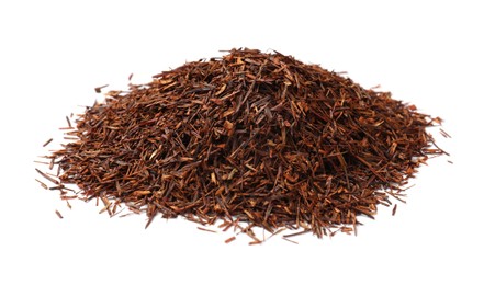 Photo of Heap of rooibos tea isolated on white