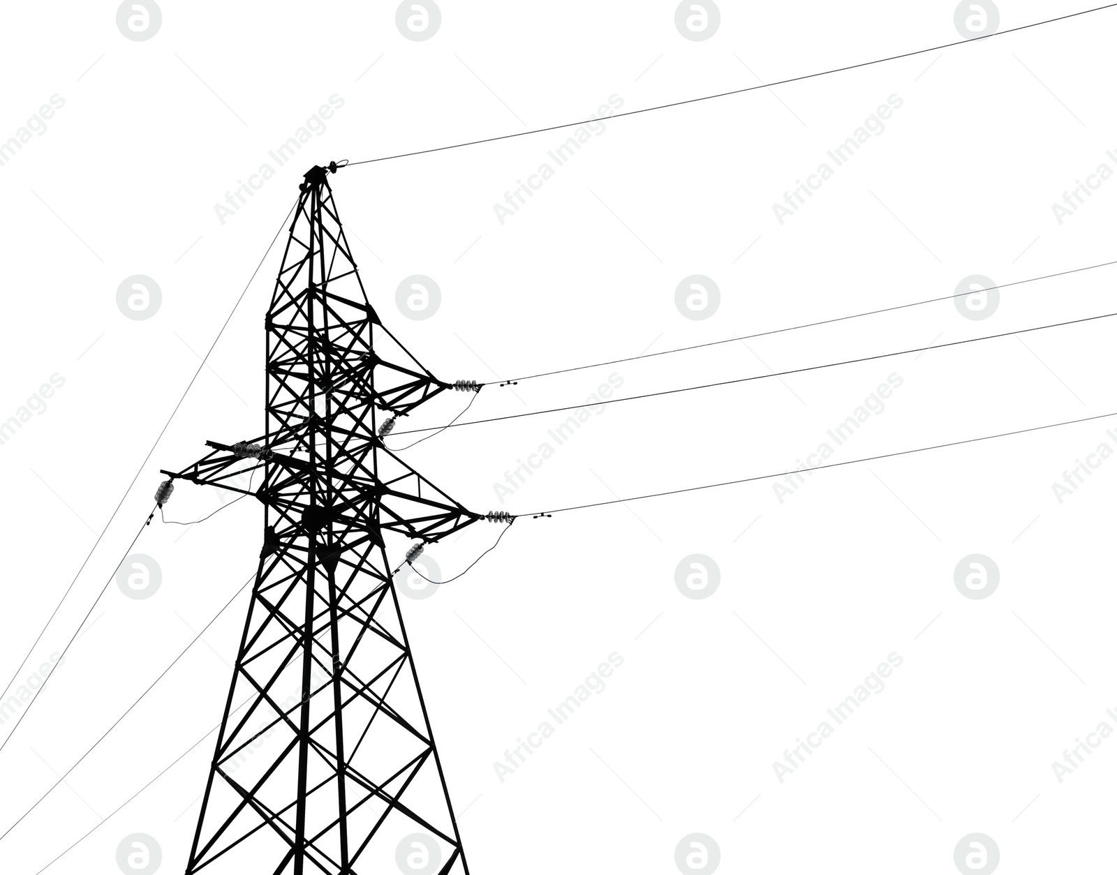 Image of High voltage tower isolated on white. Electric power transmission