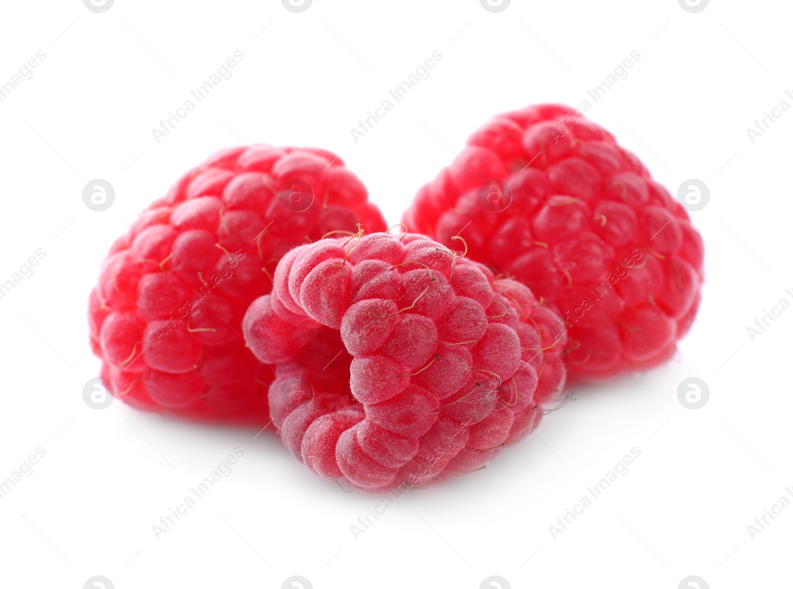 Photo of Delicious fresh ripe raspberries isolated on white