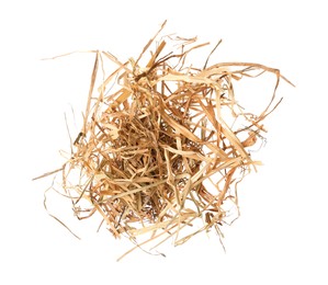 Heap of dried hay on white background