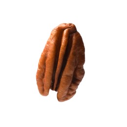 Photo of One tasty pecan nut isolated on white