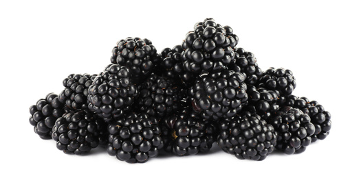 Beautiful tasty ripe blackberries on white background