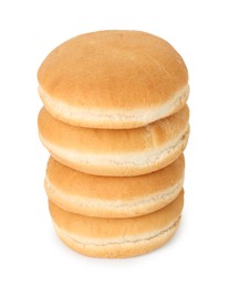 Photo of Many fresh burger buns isolated on white