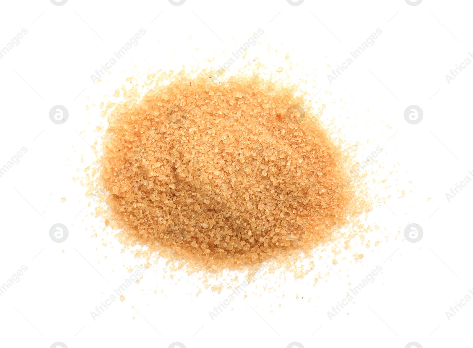 Photo of Pilebrown sugar on white background, top view