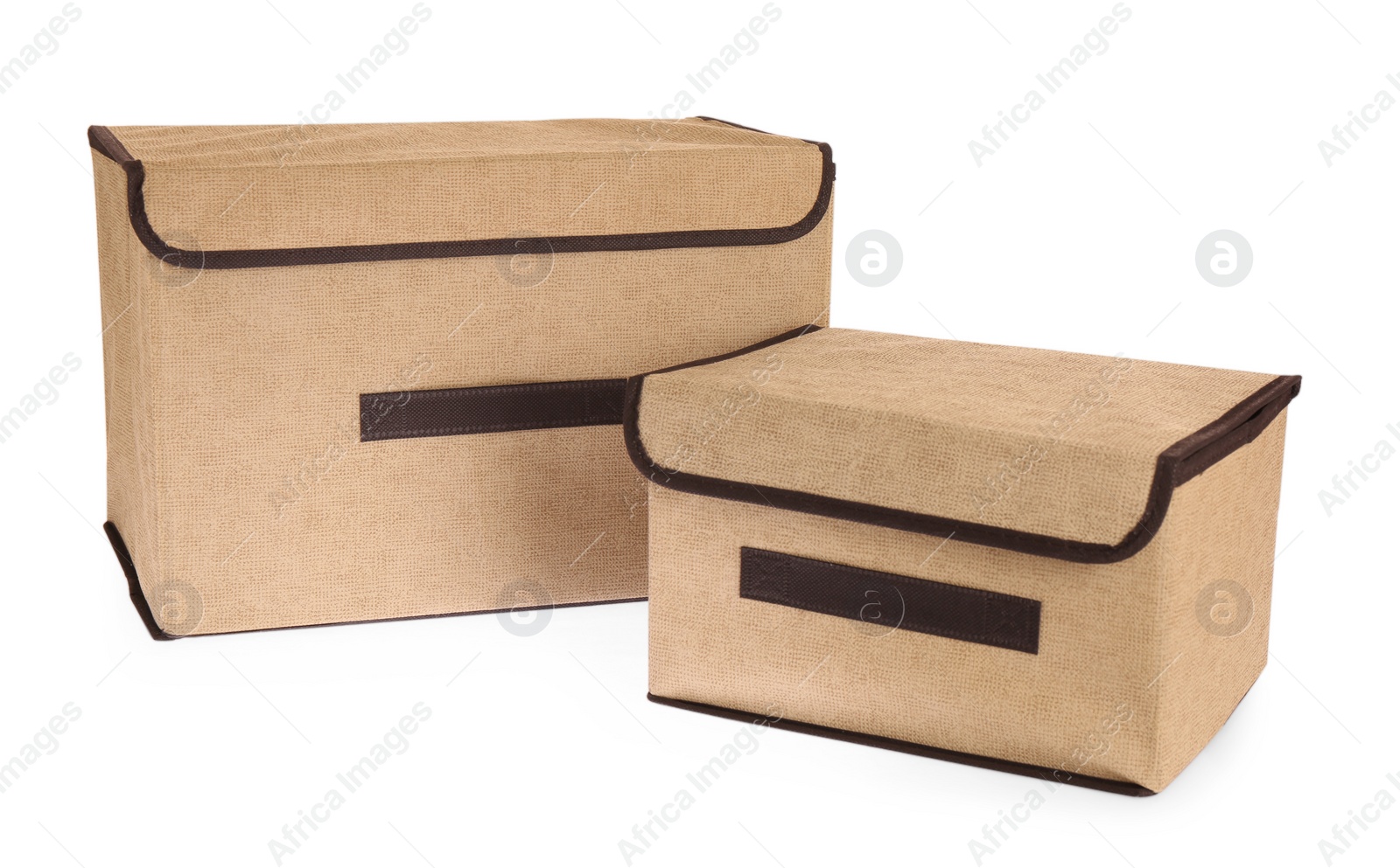 Photo of Two textile storage cases on white background