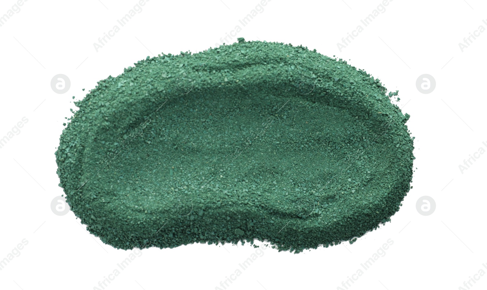 Photo of Spirulina algae powder on white background, top view